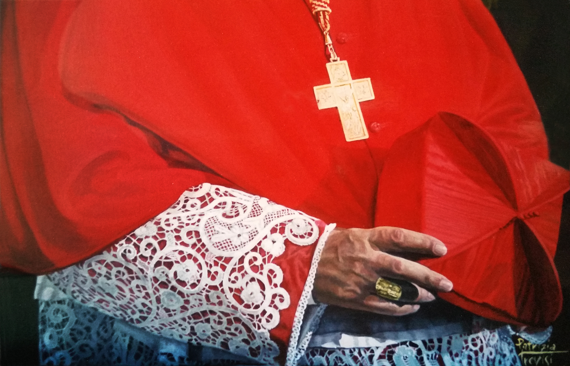 ritratto del Cardinal Sepe Sala dei cardinali Propaganda Fide Roma, olio su tela ritratto di cardinale