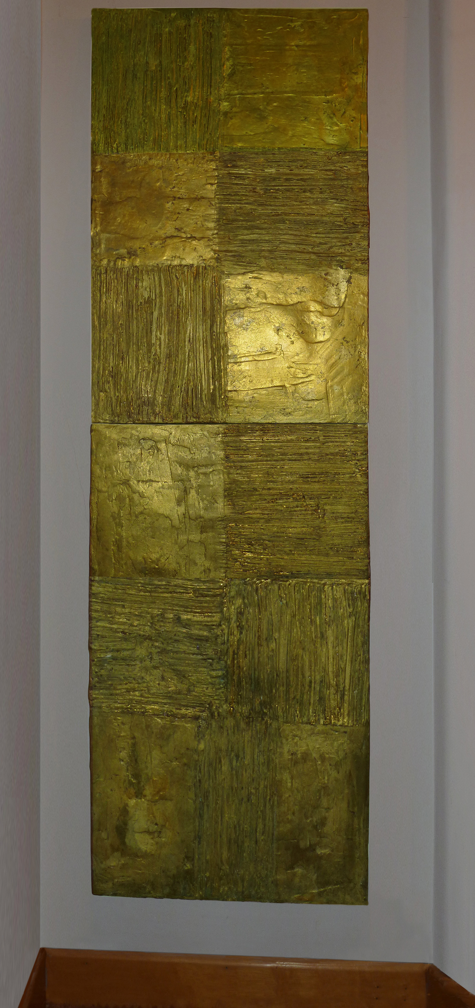 Trittico oro 2013 Residenza private Gesso modellato su multistrato. Colorazione oro. 60x80 cad